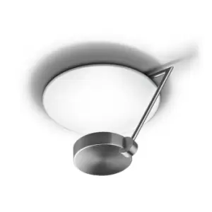 Image of Grok LED 1 Light Dimmable Medium Semi Flush Ceiling Light Satin Nickel