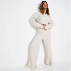 I Saw It First Cosy Recyled Split Leg Knitted Trousers Co-Ord - White