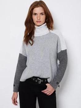 Image of Mint Velvet Chunky Blocked Knit - Grey, Size XS, Women