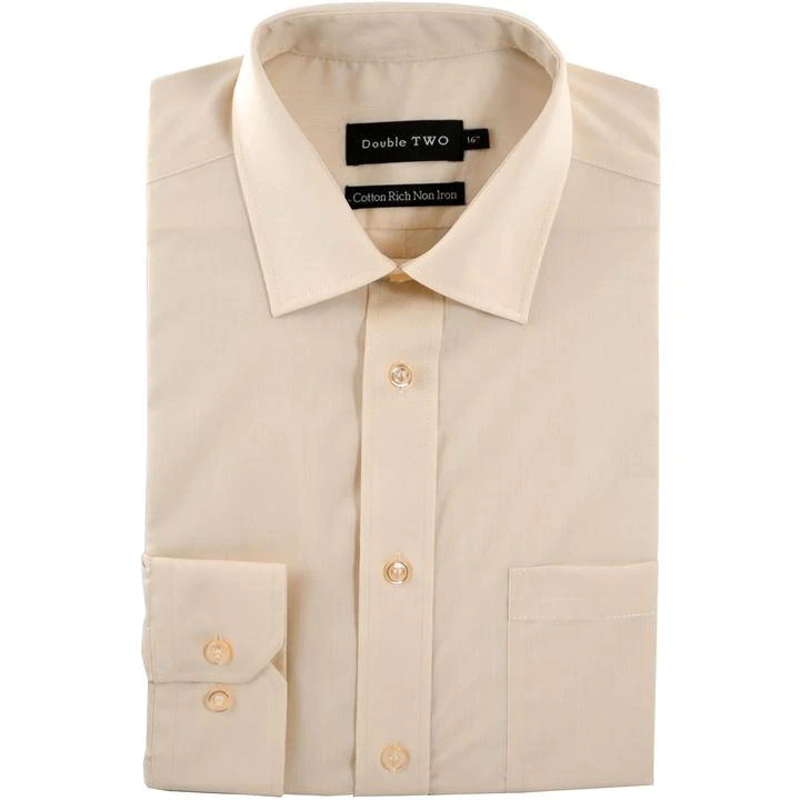 Image of Double Two Big and Tall Cream Cotton Rich Non-Iron Shirt - 18