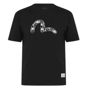 Image of EVISU Slogan Daicock T Shirt - Black