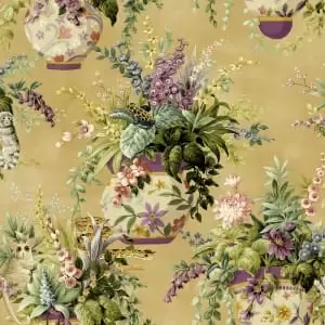 image of Holden Decor Floral Vase Ochre Wallpaper - 10.05m x 53cm