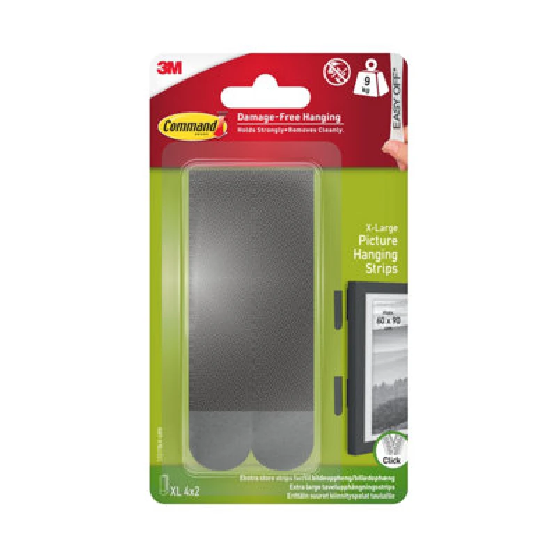 Image of 3M Command Extra Large Black Picture Hanging Adhesive Strip (Holds)9Kg, 4 Pairs