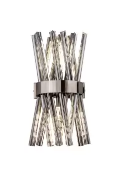 Image of 2 Light E14, Wall Light E14, Polished Nickel , Smoke Glass