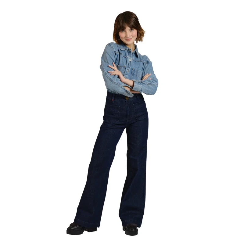 Image of F.A.M. Paris Womens wide-leg jeans F.A.M. Paris Fauve Bleu Female XL