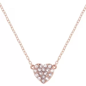 image of Ted Baker Ladies Rose Gold Plated Pave Crystal Heart Necklace