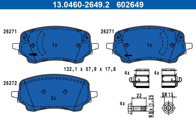 Image of Brake pad set ATE 13.0460-2649.2