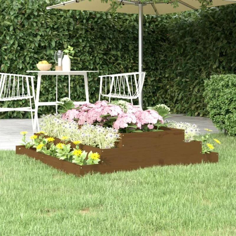 Image of vidaXL Planter Honey Brown 110x110x27cm Solid Wood Pine, Brown 823902