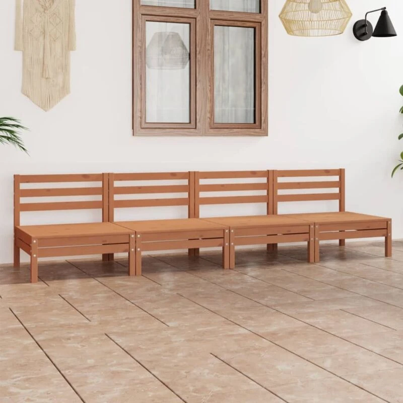 Image of VIDAXL 4 Piece Garden Lounge Set Honey Brown Solid Pinewood Vidaxl 8720286683675