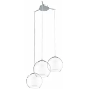 image of Pendant Light Colour Chrome Shade White Clear Satin Glass Glass Bulb E27 3x60W