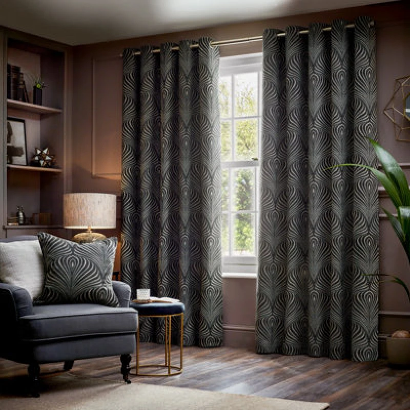 Image of Gatsby Black Eyelet Curtains Black