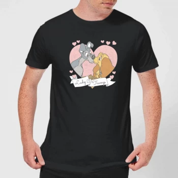 Image of Disney Lady And The Tramp Love Mens T-Shirt - Black - 3XL - Black
