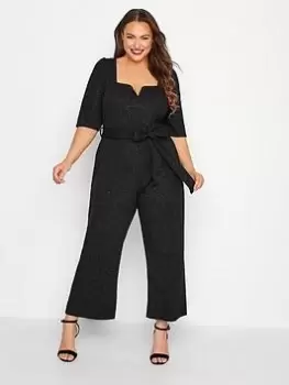 Image of Yours Party Notch Neck Jumpsuit - Black, Size 26-28, Women