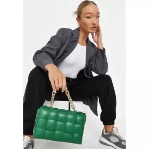 image of Missguided Leather Padded Weave Cassette Bag - Green