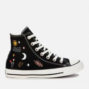 Image of Converse Womens Chuck Taylor All Star It's Ok To Wander Hi-Top Trainers - Black/White/Black - UK 5