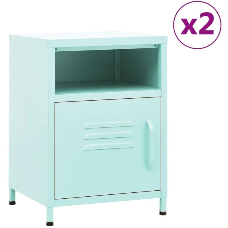 Image of VIDAXL Nightstands 2 pcs Mint 35x35x51cm Steel Vidaxl 8720286847619