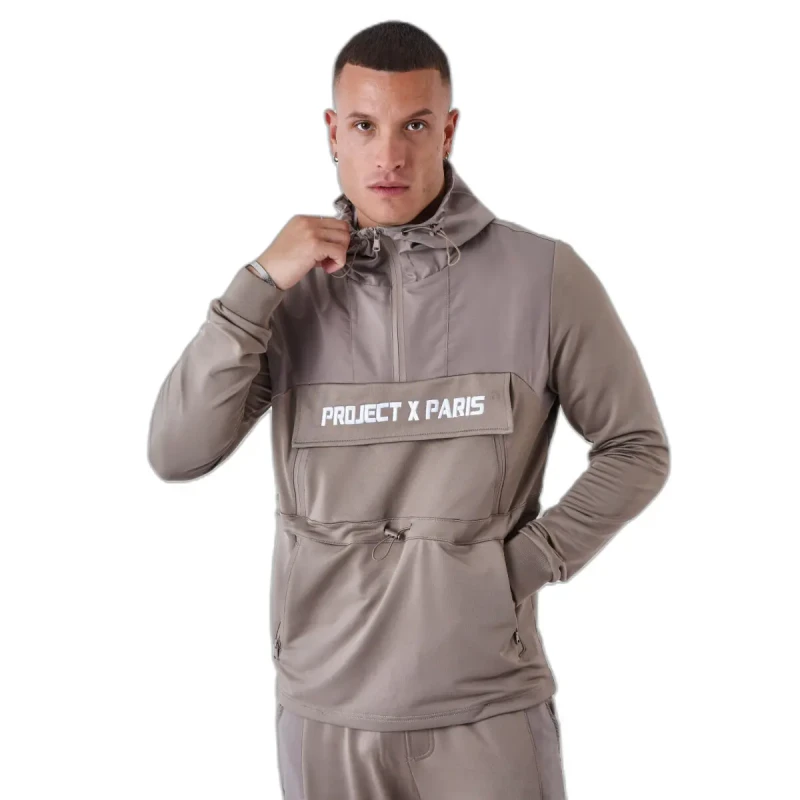 Image of Project X Paris Windbreaker style hoodie Project X Paris Marron Male S