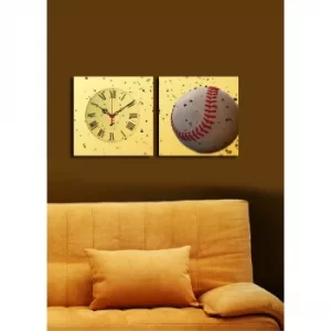 2P2828CS-17 Multicolor Decorative Canvas Wall Clock (2 Pieces)