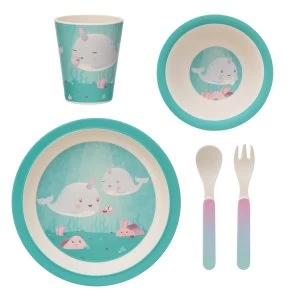 image of Sass & Belle Alma Narwhal Bamboo Tableware Set