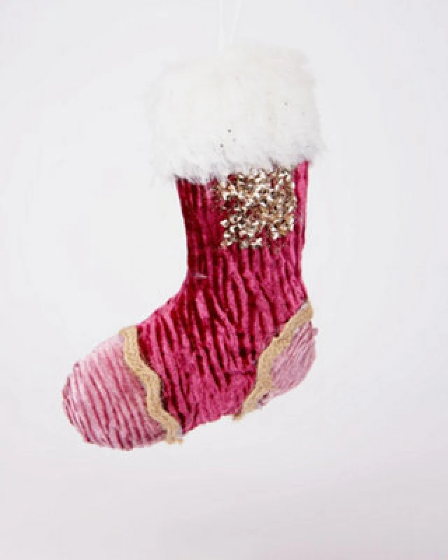 Image of Shatchi 3Pcs Pink Burgundy Mini Santa Stocking 15Cm - Christmas Tree Hanging Decorations Ornaments Themed,3Pcs