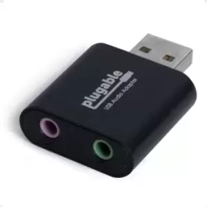 image of Plugable Technologies USB Audio Adapter with 3.5mm Speaker-Headphone and Microphone Jack