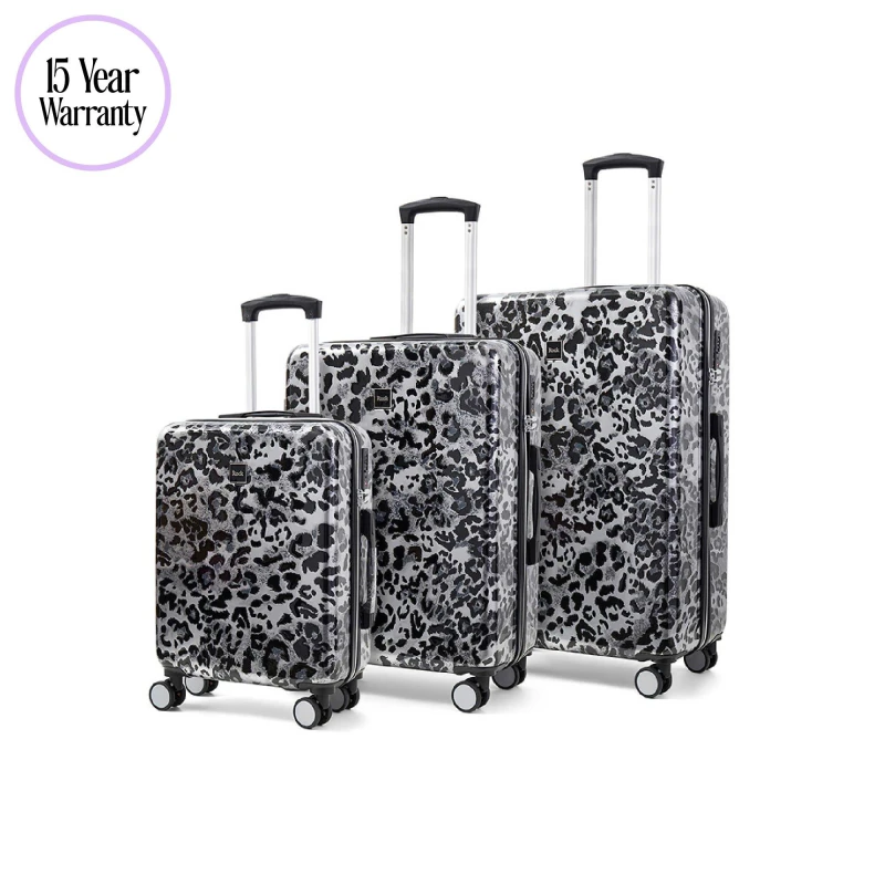 Image of Rock Rock Savannah Leopard 3pc Suitcase Set Snow - Rock - Size: 3 Piece Set Snow 3 Piece Set UH38502