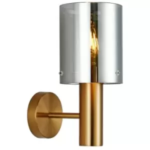 Italux Sardo - Modern Wall Lamp Brass 1 Light with Smoky Shade, E27