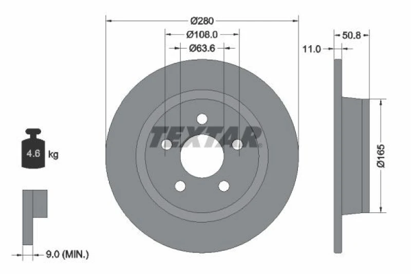 Image of Brake disc TEXTAR 92326403