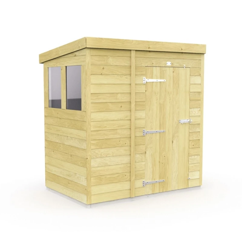 Image of Buttercup Farm 6 x 4 Feet Pent Security Shed - Double Door - L118 x W185 x H201cm in Brown Brown Unisex