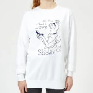 image of Disney Princess Cinderella All You Need Is Love Womens Sweatshirt - White