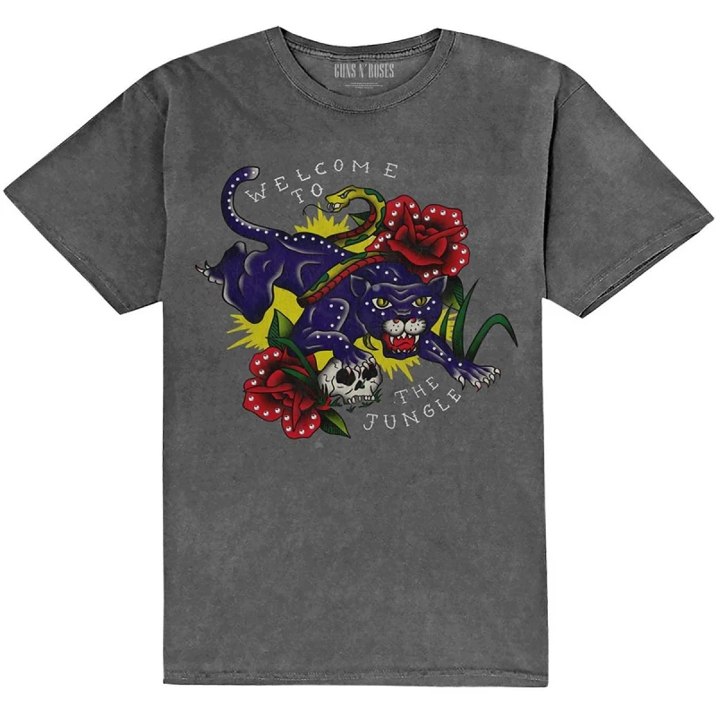 Image of Guns N' Roses Guns N Roses Men Welcome To The Jungle Embellished T-Shirt in Grey Size: Medium Grey M Male 5063300554401
