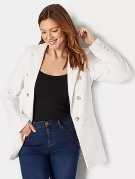 Image of Long Tall Sally Ivory Boucle Blazer, White, Size 22, Women