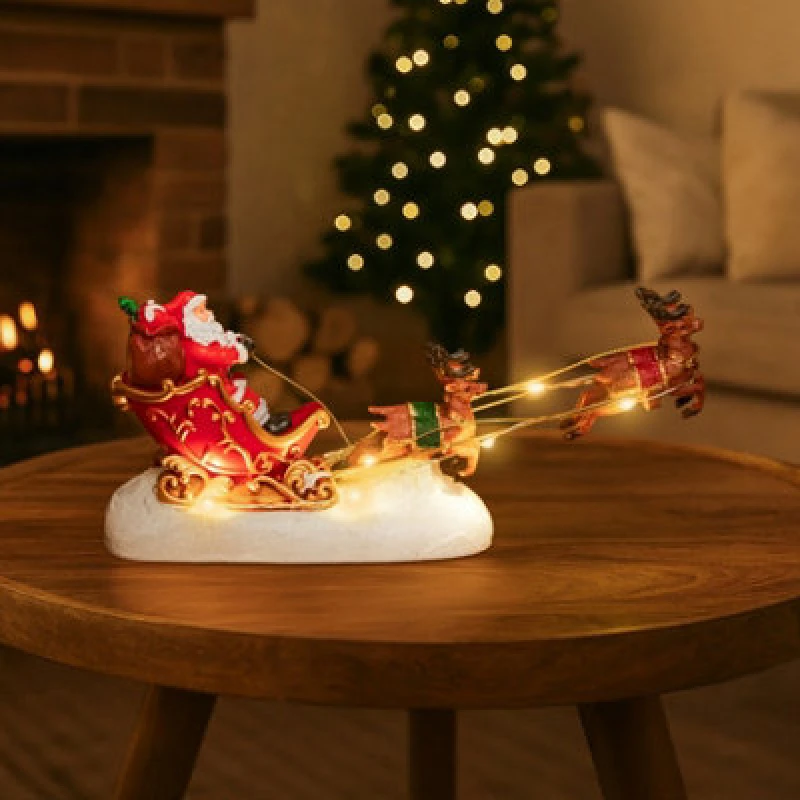 Image of Pre-Lit Santa & Sleigh LED Ornament