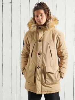 Image of Superdry Everest Parka Coat, Beige Size M Men