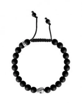 image of Thomas Sabo Sterling Silver Skull Obsidian Bracelet, One Colour, Men