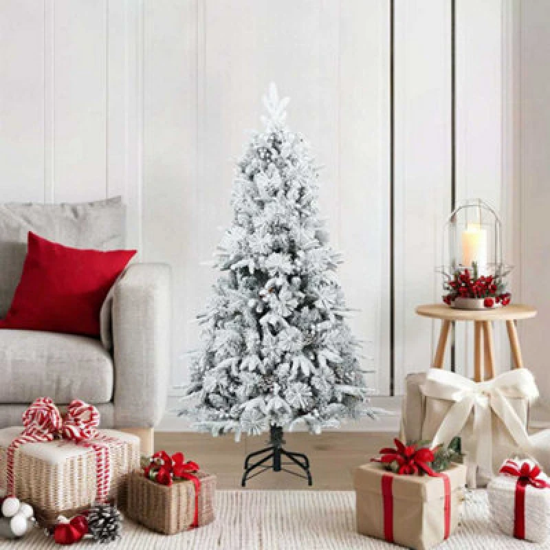 Image of Vidaxl Artificial Hinged Christmas Tree Snow Flocked White 120 Cm