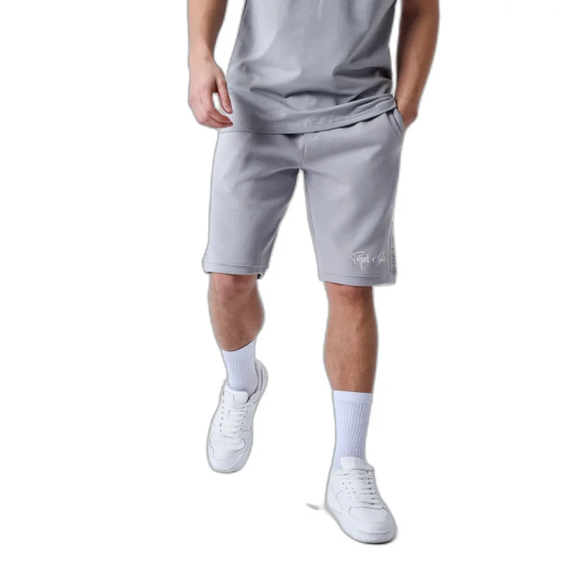 Image of Project X Paris Embroidered logo band shorts Project X Paris Gris Male L