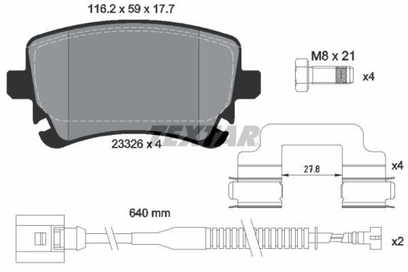 Image of Brake pad set TEXTAR 2332603