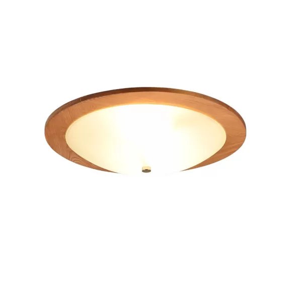 image of Pali Vintage 2 Light Patterned Glass Flush Ceiling Light natural finish