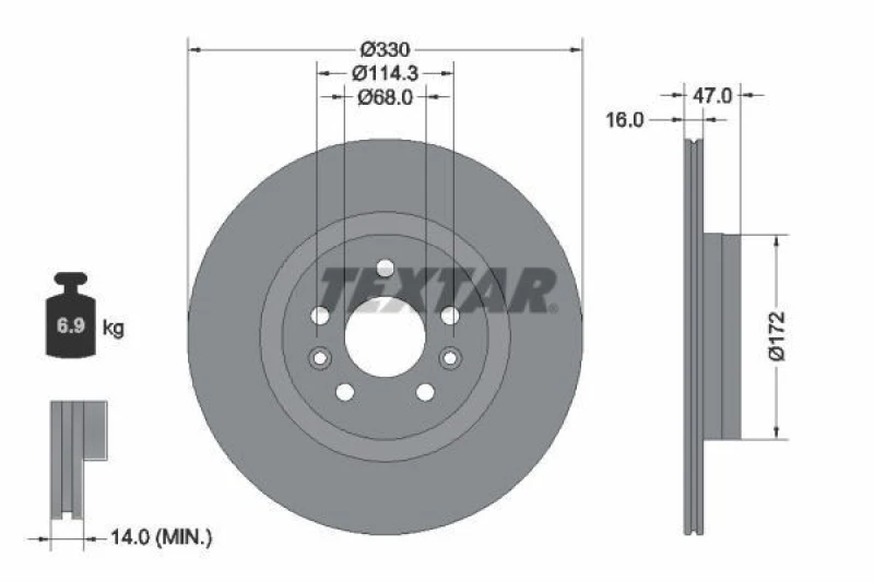 Image of Brake disc TEXTAR 92351803