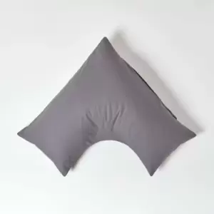 Image of Dark Grey Egyptian Cotton v Shaped Pillowcase 200 Thread Count - Dark Grey - Dark Grey - Homescapes