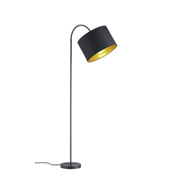 Image of Hostel II Modern Floor Lamp with Shade Black Matt with Footswitch