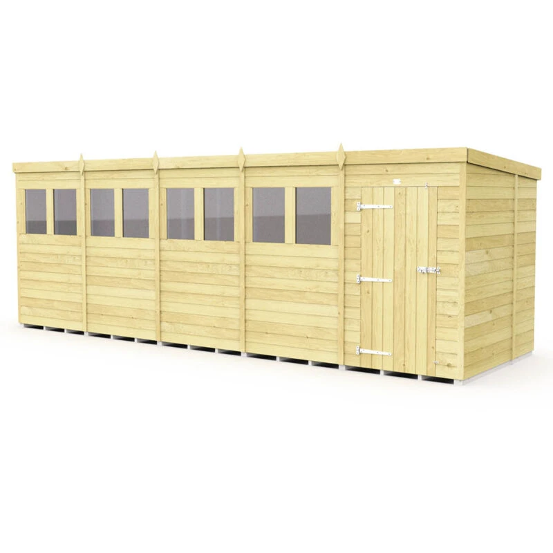 Image of Flat Pack Sheds DIY Sheds 20 x 7 Pent Shed, Brown 20X7PFF