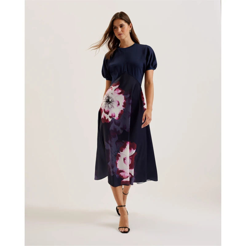 Image of Ted Baker Mitzic Printed Dress - Blue Blue 8