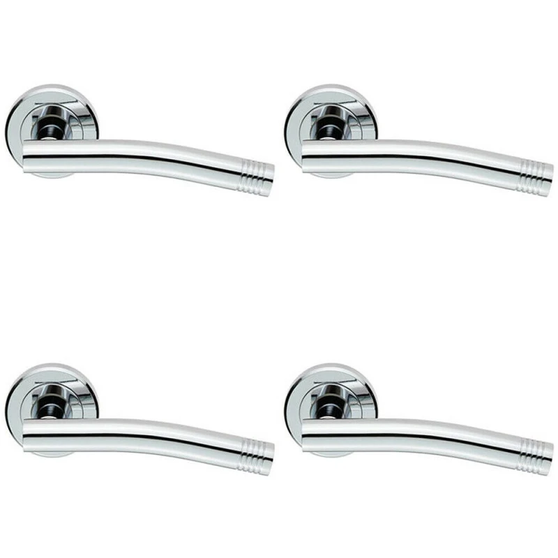 Image of Loops 4x PAIR Round Bar Handle with Arch Concealed Fix Round Rose Polished Chrome Multi