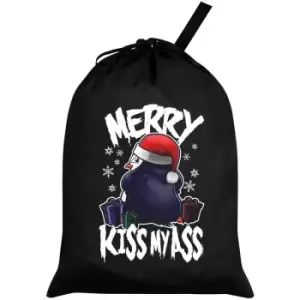 image of Psycho Penguin Merry Kiss My Ass Christmas Santa Sack (One Size) (Black) - Black