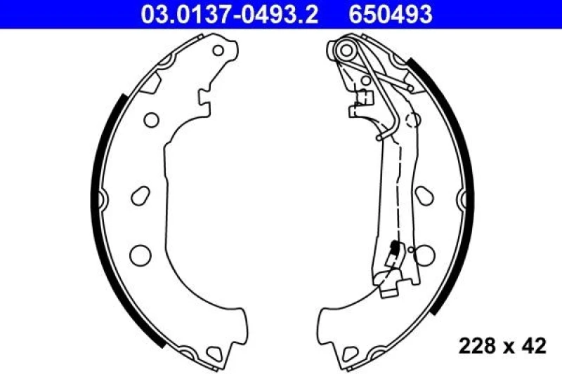 Image of ATE 03.0137-0493.2 Brake Shoes with lever Brake Shoe Set (70)