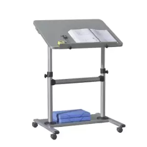 Printer table, mobile, height adjustable, 740 - 1140 mm, light grey