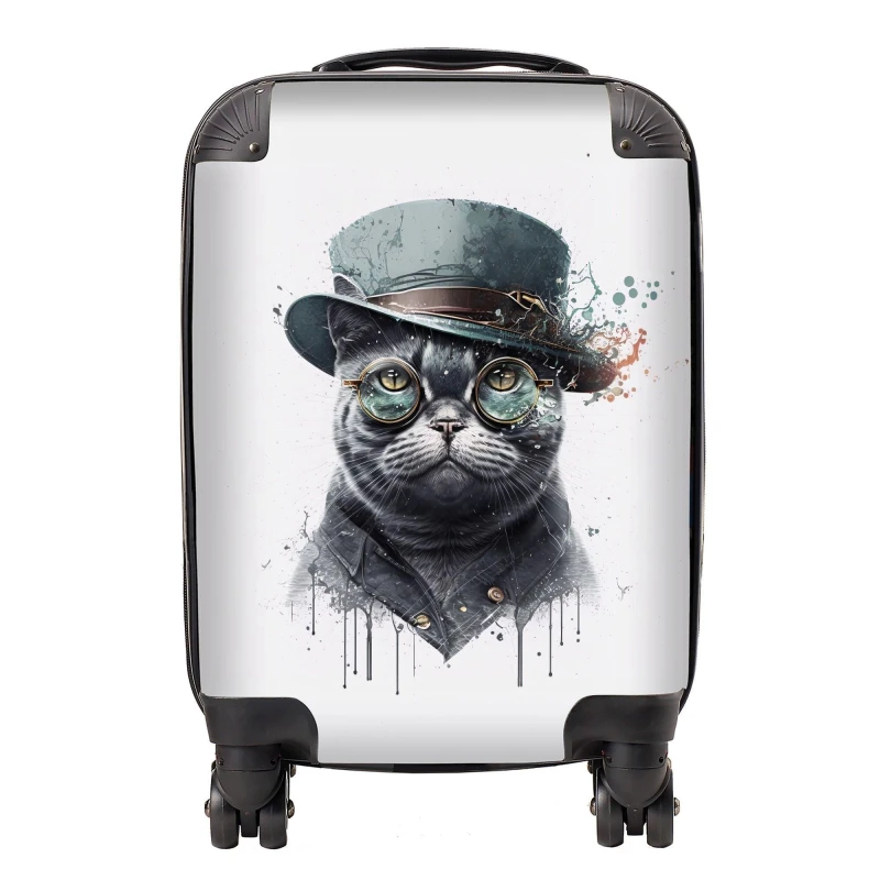 Image of Warren Reed - Designer British Shorthair Cat Splashart Suitcase Size: Small Multicolor Unisex Small