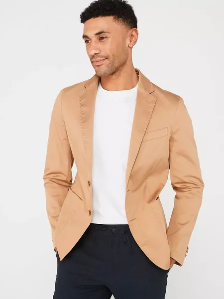 Image of BOSS Black P-Hanry Cotton-Blend Suit Jacket - S Beige Coats and Jackets male 50513911-260 S